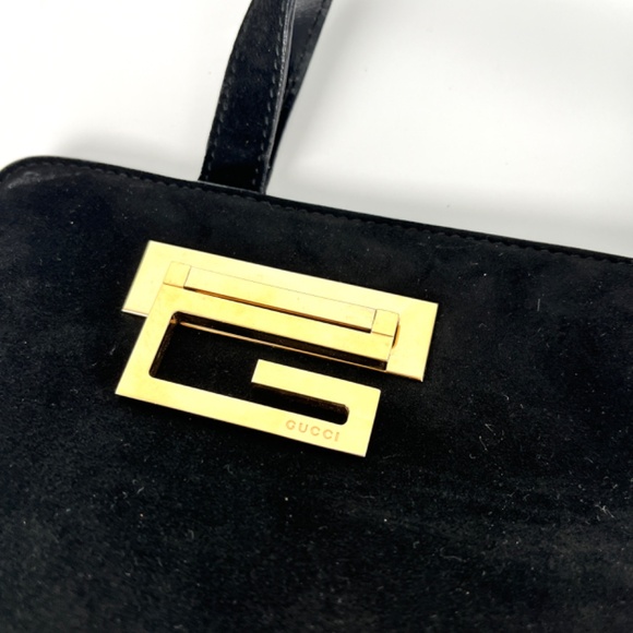 Authentic Vintage GUCCI Suede Black Mini Top Handle Satchel Bag - Picture 14 of 16